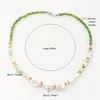 Choker Green Natural Stone Bead Handmade Shell Pearl Necklaces For Girls Women Jewelry