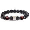 Bracelets porte-bonheur WANGAIYAO acier inoxydable oeil de tigre obsidienne brillant noir perle Bracelet personnalité homme mode 100 main chaîne J