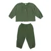 Pajamas Spring Autumn boys and girls cotton yarn soft solid color Pajama Sets Children long sleeve Tee and casual pants home clothes 230503