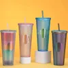 Double-layer Plastic Straw Cup with Large Capacity Creativity 710ml Durian Cup, Tie-hand Mugs Portable Diamond with Lid and Straw