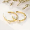 Hoop Earrings WILD & FREE Trendy Simple Charm Stainless Steel For Women Inlaid Natural Stone Luxury Vintage Jewelry