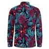 Camicie casual maschile eleganti rose camicia primaverile stampa floreale di Natale uomo fresco camicette a maniche lunghe abbigliamento y2k più dimensioni