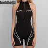 Monos de mujer Mamelucos Meqeiss mujer mono fitness moda carta estampado flaco body sportwear cuello alto sin mangas casual rayas mamelucos 230503