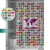 Vorhänge Pacific World Map Flag Geometrischer Druck Duschvorhänge Polyesterstoff Home Badezimmer Dekor Großer wasserdichter Duschvorhang