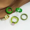 Band Rings New Trendy Green Acrylic Ring Set For Women Korean Colorful Geometric Heart Chain Couples INS Fashion Travel Gift Y23