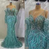 Prachtige zeemeermin prom -jurken Sweetheart van de schouder glanzende pailletten kralen op tule tassels Court jurk op maat gemaakte plus size feestjurk Vestido de noite