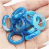 Bandringe 6 mm blauer Streifen Achat Stein Frauen Fingerring Größe 17 mm Tropfenlieferung Schmuck Dhcey