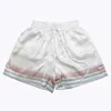 Herren Freizeithemden 2022ss CASABLANCA Seide Shorts Herren Damen Weiß Regenbogen Druck Drstring Shorts Reithose J230503