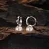 Dangle Chandelier F.I.N.S S925 Sterling Silver Crystal Pearl Earrings Round Circle Small Hoops Piercing Ear Buckles For Women Fine Jewel 230428