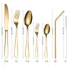 Geschirr-Sets HEYI 1012 Messer, Gabel, Löffel, Strohhalm, Edelstahlgeschirr, 42-teilig, Holzkisten-Set, Produkte, Gabeln und Löffel, Set YSH 230503