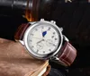 Män tittar på full funktion Quarz Chronograph Watch 40mm Leather Watch Band Luxury Watch Limited Edition Master Wristwatches