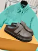 Nya Easy Mules Sandal Designers tofflor Mysig päls komfort Slipper Flurry Men Kvinnor Flat Sandaler äkta lädermule Justerbar remskiv Klassisk IDXH#