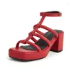 Sandals 2023 Summer Women European And American With Thick Soles Chunky Heels Fashion Peep Toe Square Heel Sandlas