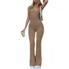 Women's Jumpsuits Rompers Women Sexy Bodycon Long Sleeve Square Neck OnePiece Romper Ribbed Knit Yoga Jumpsuit Workout Unitard Playsuit Backless Jumpsuits 230503