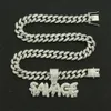 Collier pour la chaîne masculine liaison cubaine chaînes d'or de bijoux glacé bijoux complet d'épissage diamant lettre pendentielle de chaîne cubaine