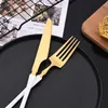 Services de table 24 pièces ensemble de vaisselle noir de luxe en acier inoxydable ensemble de vaisselle en or couverts couteau fourchette cuillère argenterie ensemble de couverts de cuisine 230503