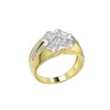 Hip Hop 925 Sterling Silver Pure Two Tone 14k Gold-plated Halo Cz Mens Wedding Designs Cross Rings