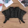 Tanks Dames zwart vest PU lederen achterkant Lace up schouder borst harnas shirt met gespen sexy kostuums clubwear punk crop tank tops