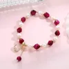 Brin brins de perles Bracelet de perles d'eau douce en forme spéciale tempérament mode Rose rouge oeil de tigre or Zircon lune