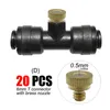 Watering Equipments 1/4'' Tube OD Low Pressure 6MM Water Tee Connector With Brass Misting Nozzle Slip Lok Quick Connect 10/24 Mist