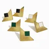 Kolczyki stadnonowe Peri'sbox Geometryczne białe czarne zielone emalia duże kobiety ze stali nierdzewnej Złoty trójkąt Tekstrukowany kolczyki wodoodporne