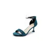 Sandales mode femmes 6.5 cm talons hauts noir/abricot/bleu printemps/été femmes chaussures décontracté dame femme chaussures