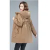 Women's Trench Coats 2023 Winter Khaki Cotton Jacket Women Top Loose Blue Black Thick Warm Coat Fashion Hooded Casual N1525