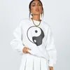 Sweats à capuche pour femmes Sweats à manches longues Pulls en coton Imprimé blanc Casual Tops amples Automne Femme Sweat Survêtements StreetwearWomen