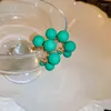 Hoop Earrings Japan Korean Green Acrylic Ball C Shape For Women Fashion Jewelry Geometric Oorbellen Brincos Wholesale