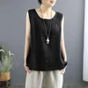 Tops Cotton Linen Tank Top Women Clothing Summer Casual Vintage Lady Big Size Tunic Tops Casual Sleeveless Tshirts Solid Blouses