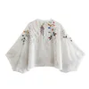 Women's Blouses Women's 2023 Summer Embroidered Cotton Shirt Single Breasted Short Retro Raglan Sleeve Casual And Unique Female Top