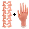 Nail Practice Display 1pcs Practice Hand Model And 510Pcs Fake Nail Training Finger Beauty False Tips Plastic Flexible Adjustable Manicure DIY Tools 230428