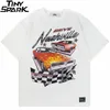 T-shirts voor heren Hip Hop Harajuku T-shirt Streetwear Car Letter Gedrukte T-shirt Men Katoen Casual T-shirt Zomer Korte mouw Tops Tees White 230428