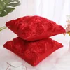 Okazyjne 2-pakiety kwiat 3D dekoracyjny rzut na poduszki 16 x 16 czerwony