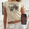 Kamaruk tankları 90'lar vintage gitar mahsulü en iyi kadınlar yaz yuvarlak boyunlu kısa kollu pamuklu tişört femme sıradan sokak kıyafeti retro tshirt üstleri 230503