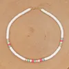 Choker yastyt afrikansk pärlhalsband kvinnor boho 6mm heishi skivpärlor halsband polymer lera bijoux femme rostfritt stål kedja