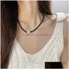 Chains Pearl Necklace For Women Girls Black Beads Gold Color Titanium Steel Charm Chain Jewelry Gift Wholesalegn820 Drop Del Dhgarden Dhwx0