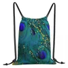 Einkaufstaschen Dreamy Peacock Feathers Kordelzug Wandern Unisex Wasserdichte Aufbewahrung Organize Bundle Pocket Rope Bag