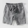 Herren-Shorts aus 100 % Leinen, Sommer-Shorts für Herren, lässig, einfarbig, grau, modisch, Boardshorts, Herren, klassische Kordelzug-Shorts, Kleidung 230503