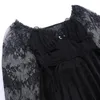 Robes décontractées 2023 Velours Femmes Dentelle Patchwork Grunge Robe Noire À Manches Longues Gothique Esthétique Vintage A-ligne Automne Partywear