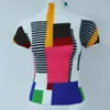 Damska koszulka Lanmrem kolorowy Patchwork Placed Short Rleeve Tshirt dla kobiet letni golf Slim Trend Elastic Tops YJ772 230503