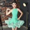 Stage Wear 2023 Lace Kids Est Sexy Ballroom -jurken Tango Salsa Latin Dance Dress Children Black For Girls Mouwess