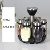 Organisation Roterande kryddningsdispenser Spice Rack med 6 Glass Jar Bottle Set Organizer Kitchen Counter Staying Cabinet Cabinents Holder Holder Holder