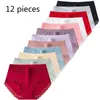 Damen Höschen 12 Stück Baumwolle Damenunterwäsche Niedlich Sexy Bequem Weiche Spitze Höschen Nahtlose Mädchen Slips Flingerie Große Größe SALE 230503