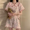 Пижама хлопковая одежда для сна, корейская пижама для женщин лето пижама вишневый принт пижамы женская женщина 2 пьеса милая гостиная 230503