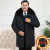 Men's Down 2023 Winter Style Jacket Mid-length Remove Bladder Daddy Clothes Genuine Fur Collar White Duck