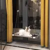 Tapis Lit suspendu pour chat mignon pour se prélasser au soleil et installation de siège de fenêtre en verre confortable Hamac pour chat solide de 30 kg