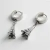 Dangle Earrings Simple Personality French Eiffel Tower Silver Color Titanium Steel Men's And Women's Hip Hop