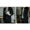 Herenpakken v-neck jassen blazer dagelijkse zwarte tuxedos jas stijl kleding modieus kantoor Koreaanse heren zakelijk casual mannelijk pak slank
