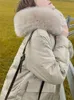 PARKAS Yitimoky Fur Collar女性のための長いコートフードエレガントな女性韓国ファッション2022秋のジャケットで暖かいパーカを厚くします